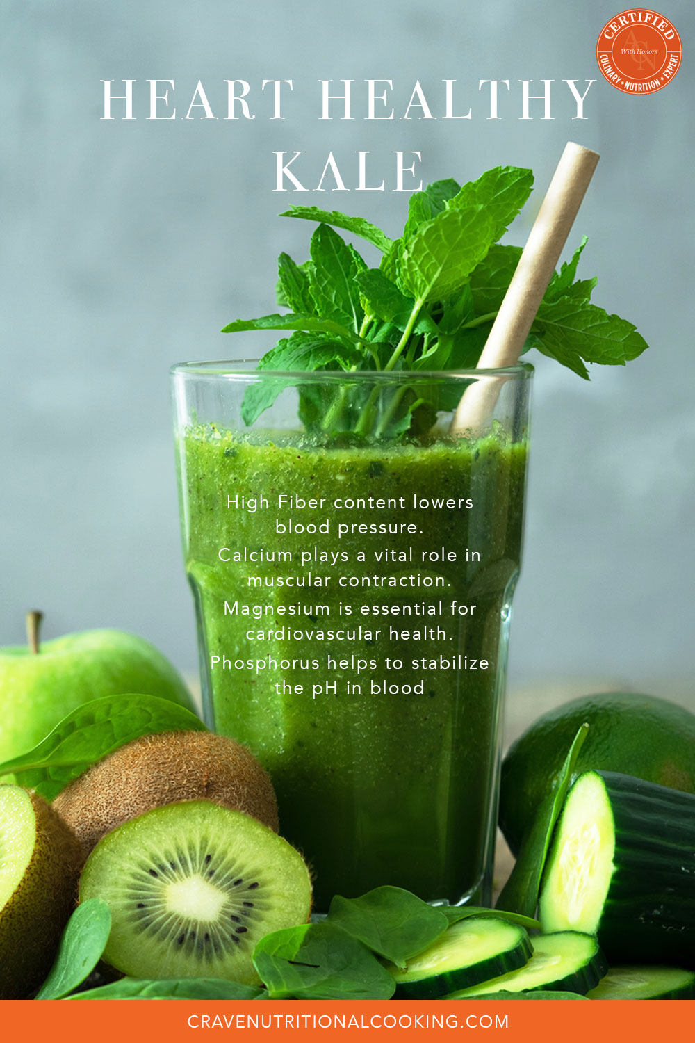 glass filled with green kale juice and mint leaves, surrounded with kiwi fruits, sliced cucumber, green apples.